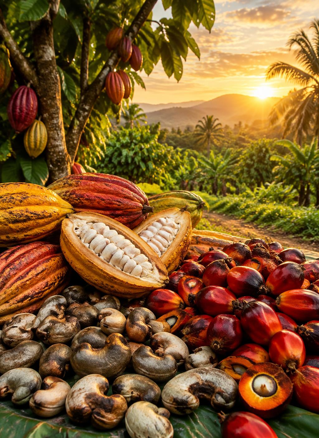Cocoa, cashew and palm kernel harvest